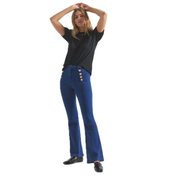 Derek Lam Robertson Flared Leg Denim Sailor Jeans Dark Wash Stretch Denim Sz 26